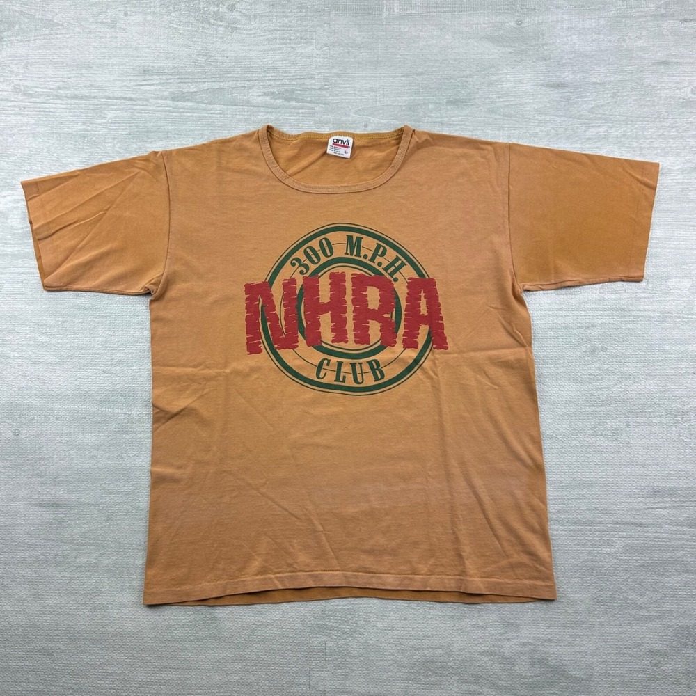 Vintage 90s NHRA Shirt Size Large Yellow 300 MPH Club Hot Rod Muscle Car Racing